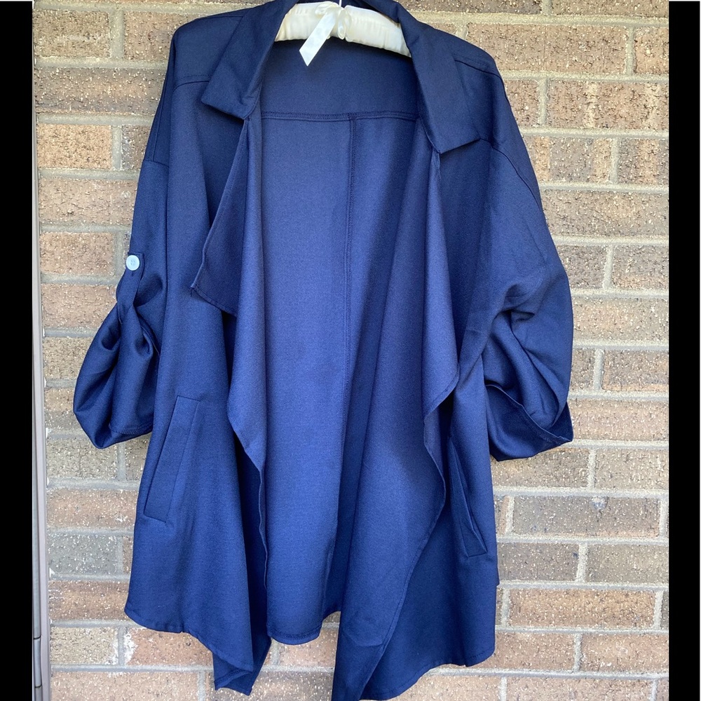 Navy Lightweight/ Open Blousy Cardigan/ Jacket, 2XL